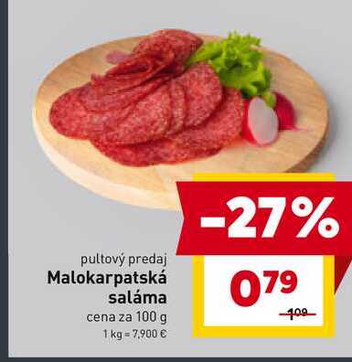 Malokarpatská saláma cena za 100 g 
