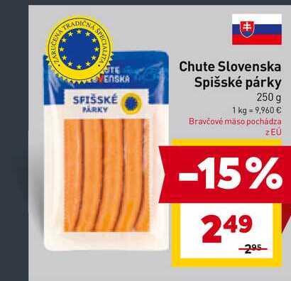 Chute Slovenska Spišské párky 250 g 