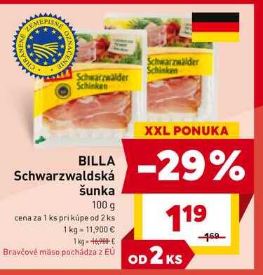 BILLA Schwarzwaldská šunka 100 g 