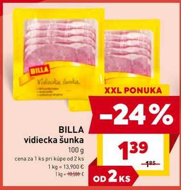 BILLA vidiecka šunka 100 g 