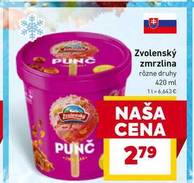 Zvolenský zmrzlina rôzne druhy 420 ml 