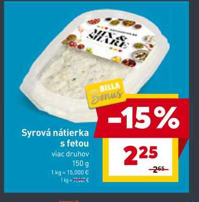 Syrová nátierka s fetou viac druhov 150 g 