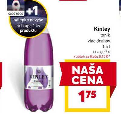 Kinley tonik viac druhov 1,5l