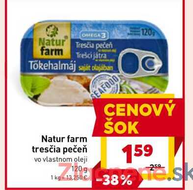 Natur farm tresčia pečeň vo vlastnom oleji 120 g 