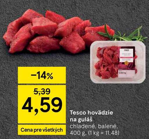 Tesco hovädzie na guláš, 400 g
