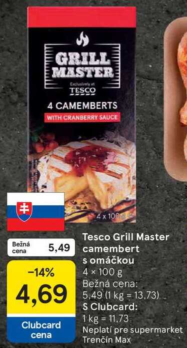 Tesco Grill Master camembert s omáčkou, 4x 100 g 