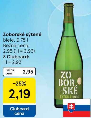 Zoborské sýtené, 0,75 l