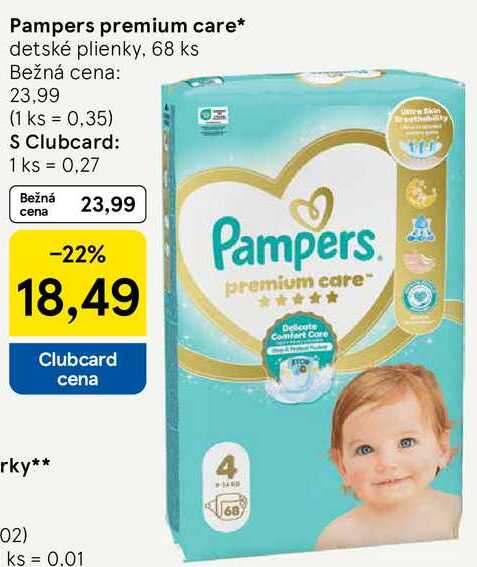 Pampers premium care, 68 ks