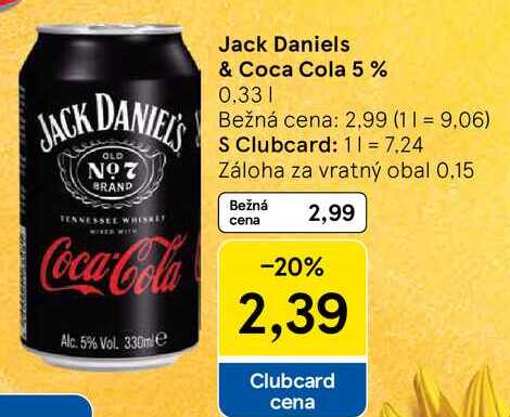 Jack Daniels & Coca Cola 5%, 0,33 l 