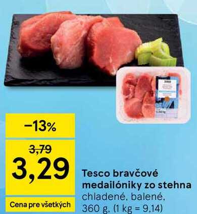Tesco bravčové medailóniky zo stehna, 360 g