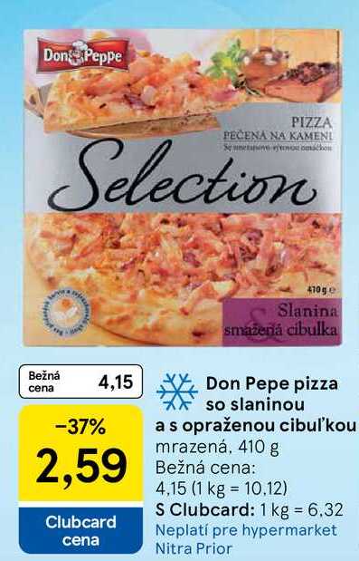 Don Pepe pizza so slaninou a s opraženou cibuľkou, 410 g 