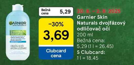 Garnier Skin Naturals dvojfázový odličovač očí, 200 ml 