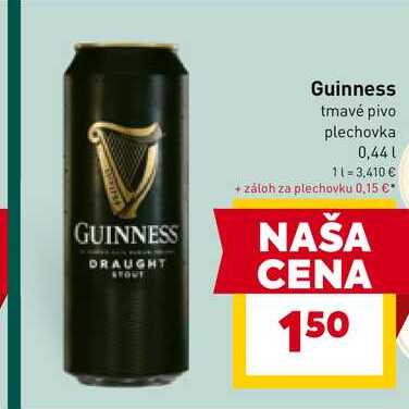 Guinness tmavé pivo plechovka 0,44l v akcii