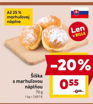 BILLA Šiška s marhuľovou náplňou 70 g