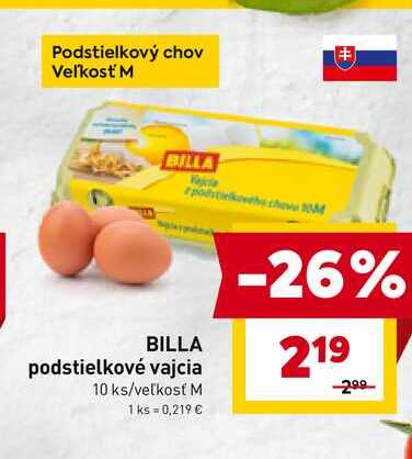 BILLA podstielkové vajcia 10 ks/veľkosť M 