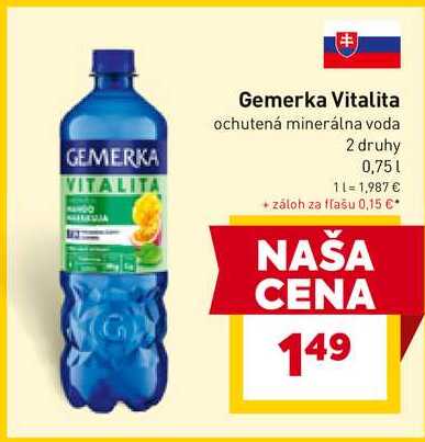 Gemerka Vitalita ochutená minerálna voda 2 druhy 0,75l