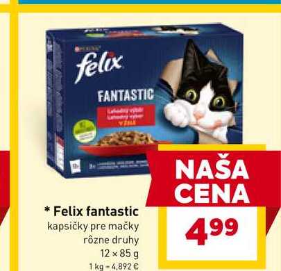 Felix fantastic kapsičky pre mačky rôzne druhy 12 x 85 g 