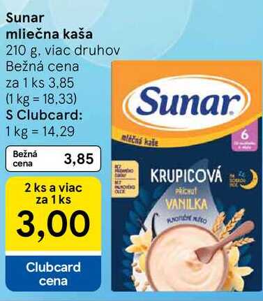 Sunar mliečna kaša, 210 g