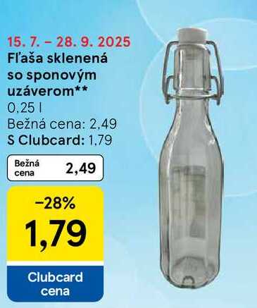 Fľaša sklenená so sponovým uzáverom