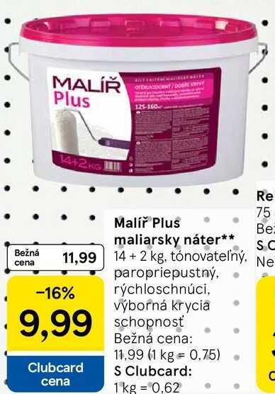 Malíř Plus maliarsky náter, 14+2 kg