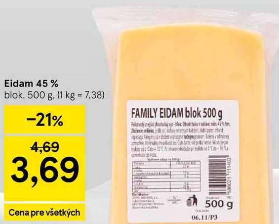 Eidam 45%, 500 g