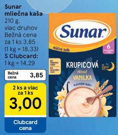 Sunar mliečna kaša, 210 g 
