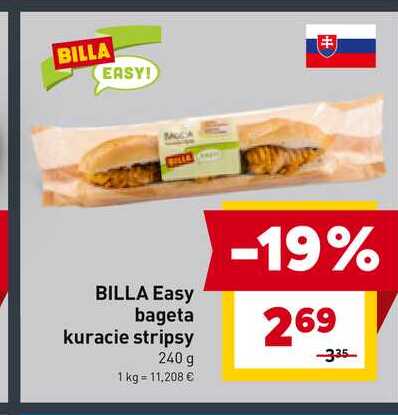 BILLA Easy bageta kuracie stripsy 240 g