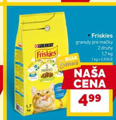 Friskies granuly pre mačky 2 druhy 1,7 kg 