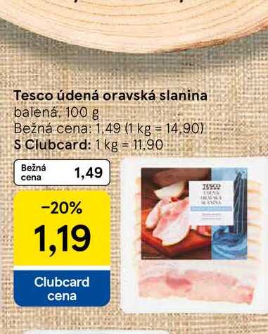 Tesco údená oravská slanina balená 100 g 