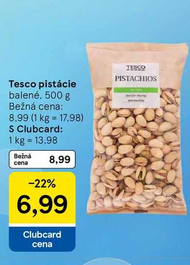 Tesco pistácie balené, 500 g