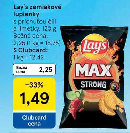 Lay's zemiakové lupienky s príchuťou čili a limetky, 120 g 