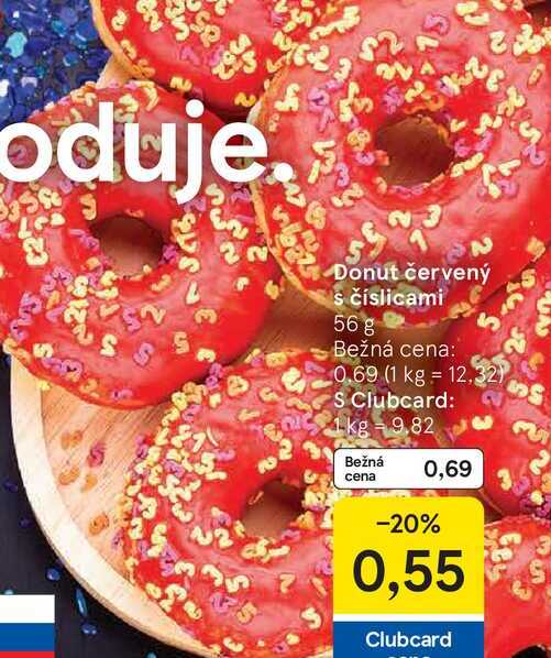 Donut červený s číslicami 56 g 