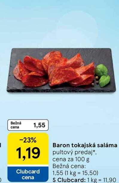 Baron tokajská saláma pultový predaj 100 g