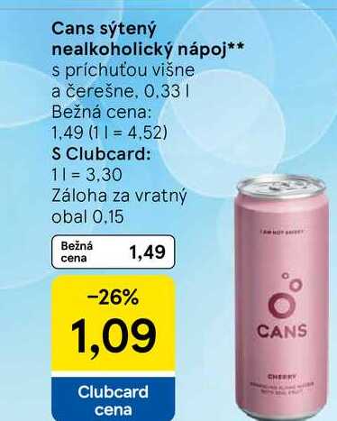 Cans sýtený nealkoholický nápoj s príchuťou višne a čerešne, 0.33l