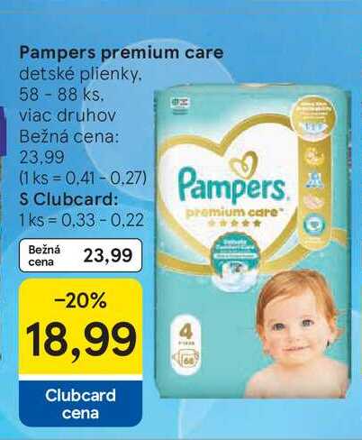 Pampers premium care detské plienky. 58 - 88 ks