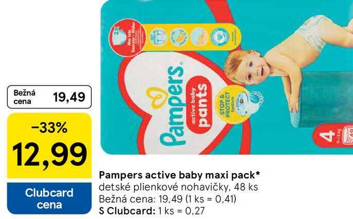 Pampers active baby maxi pack, 48 ks 