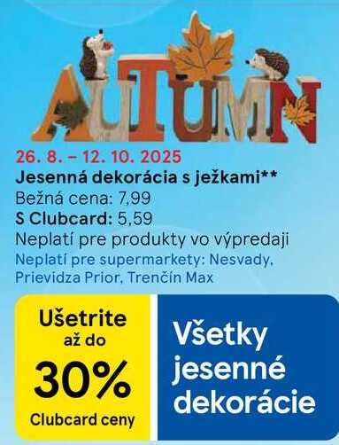 Jesenná dekorácia s ježkami