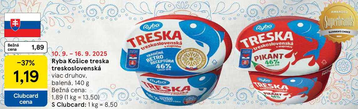 Ryba Košice treska treskoslovenská, 140 g