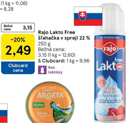 Rajo Lakto Free šľahačka v spreji 22 %, 250 g 