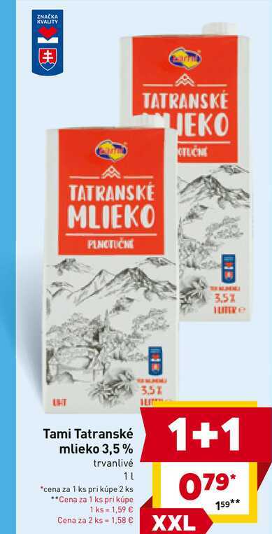 Tami Tatranské mlieko 3,5% trvanlivé 1l