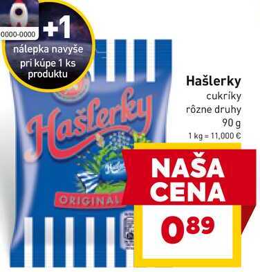Hašlerky cukríky rôzne druhy 90g 