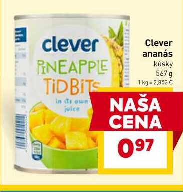 Clever ananás kúsky 567 g