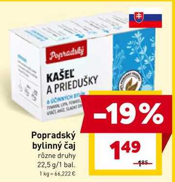 Popradský bylinný čaj rôzne druhy 22,5 g/1 bal. 