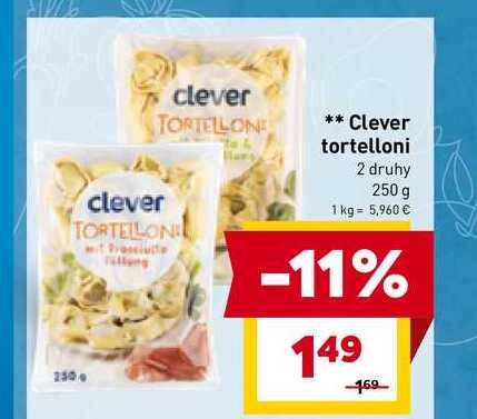 Clever tortelloni 2 druhy 250 g 
