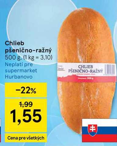 Chlieb pšenično-ražný, 500 g