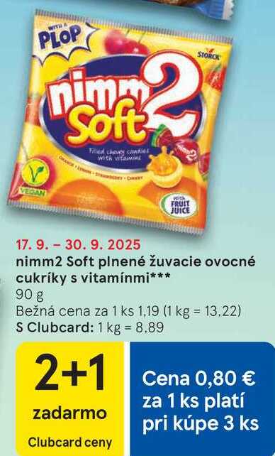nimm2 Soft plnené žuvacie ovocné cukríky s vitamínmi, 90 g