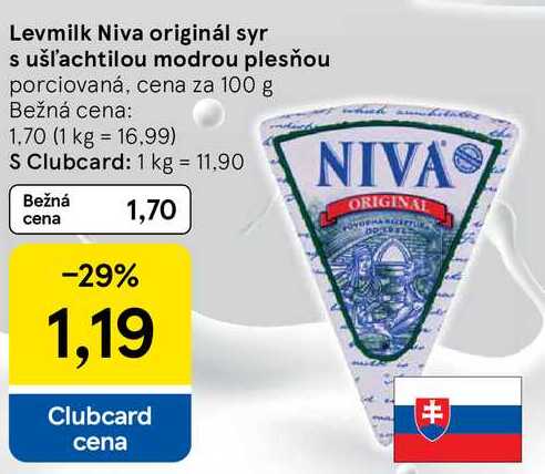 Levmilk Niva originál syr s ušľachtilou modrou plesňou, cena za 100 g