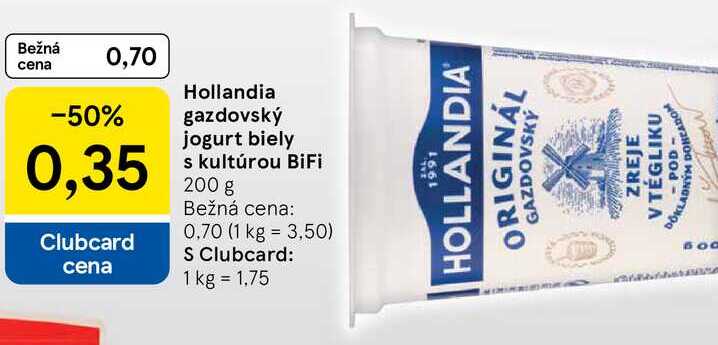 Hollandia gazdovský jogurt biely s kultúrou BiFi, 200 g