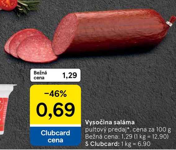 Vysočina saláma, cena za 100 g