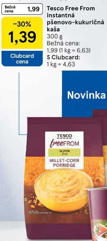 Tesco Free From instantná pšenovo-kukuričná kaša, 300 g